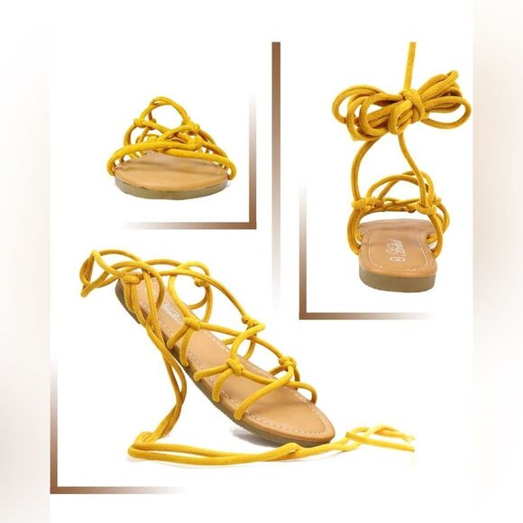 Women's Open Toe Lace Up Gladiator FlatSlip on Roman Sandals 7.5 NWT - Picture 3 of 10